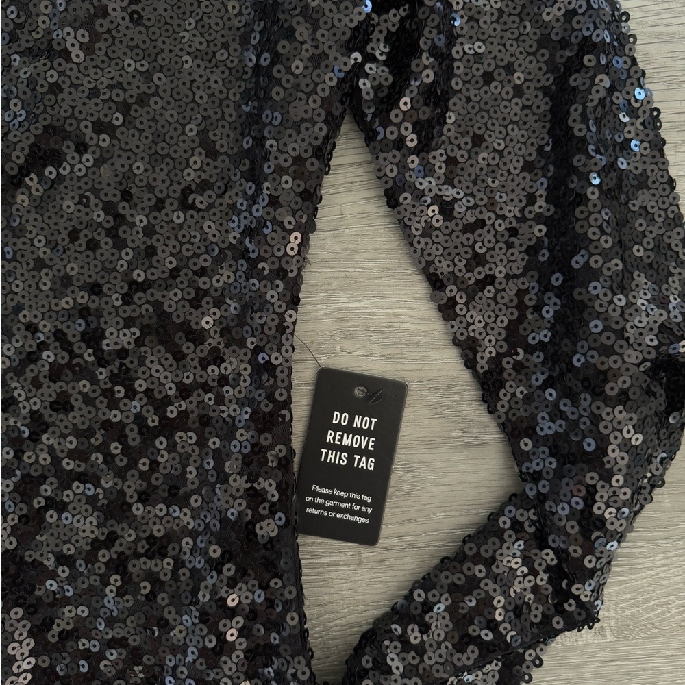 NWT Express Black Sequin Long Sleeve Dress - Picture 3 of 4